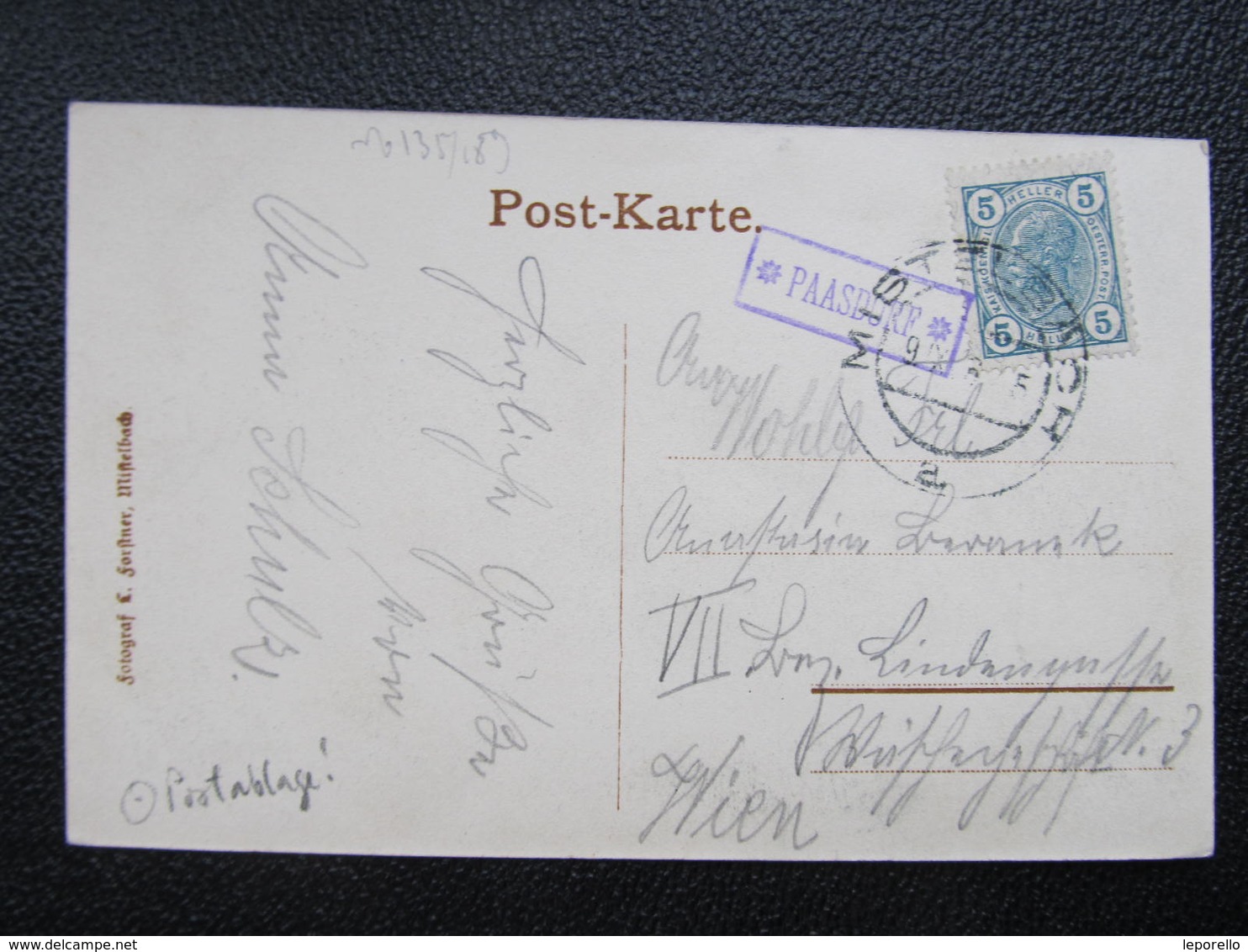 AK HÖRERSDORF B. MISTELBACH Postablage Paasdorf 1907  ////  D*36145 - Mistelbach