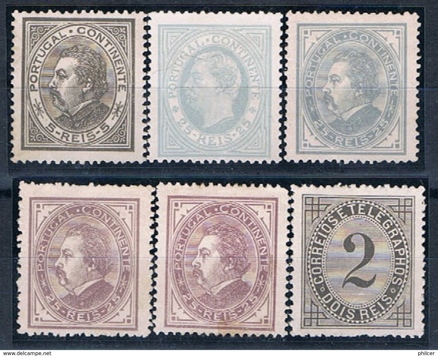 Portugal, 1885, # 52/4, 59, Reprints, MNG And MH - Neufs