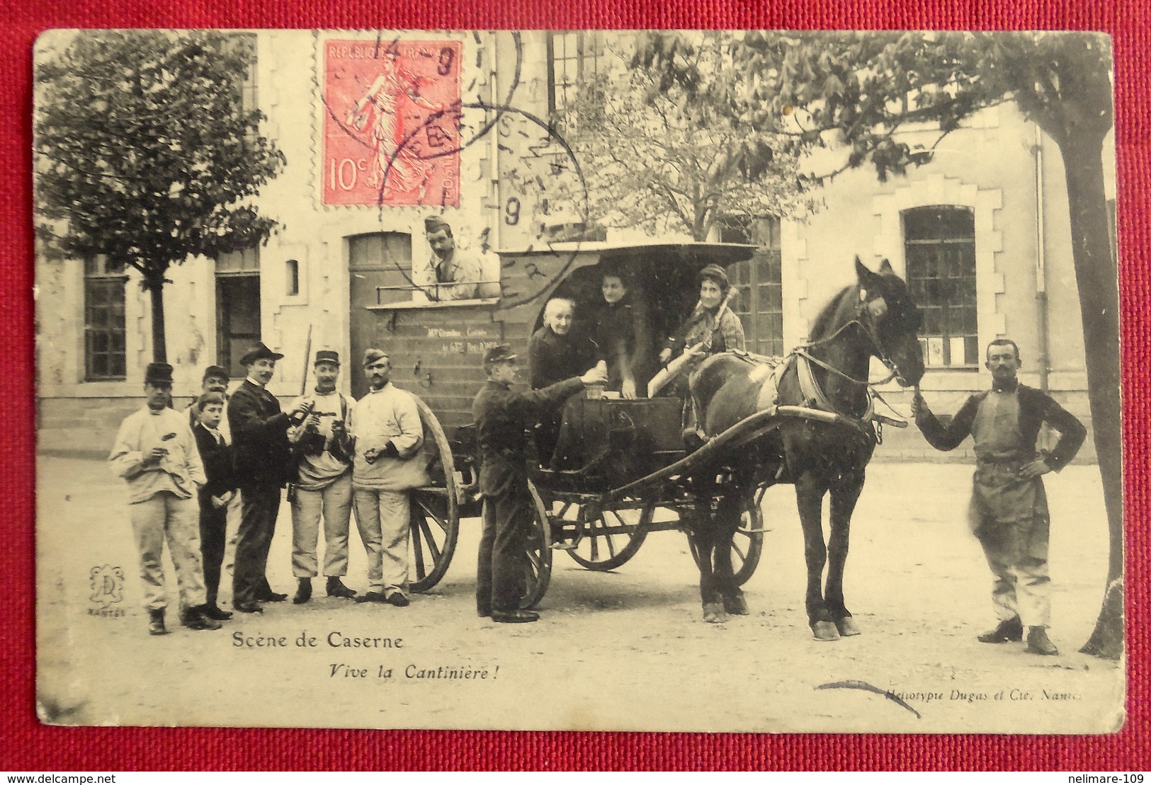 CPA MILITARIA CASERNE NANTES 44 : CANTINIERE ATTELAGE CHEVAL Envoi à DALLAY 114° REGIMENT ST MAIXENT DEUX SEVRES - Casernes