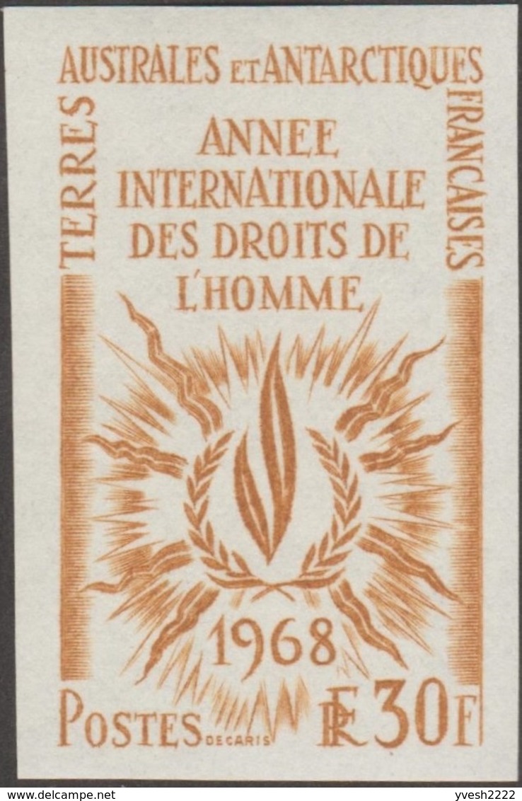 TAAF 1968 Y&T 27 Michel 45. Essai De Couleurs Ocre. Année Internationale Des Droits De L'Homme - Imperforates, Proofs & Errors