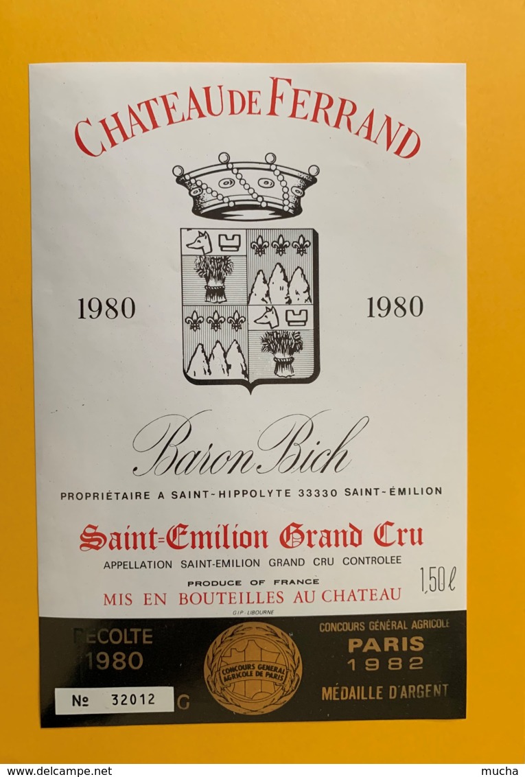 9506  - Château De Ferrand  1980 1L50  Saint Emilion - Bordeaux