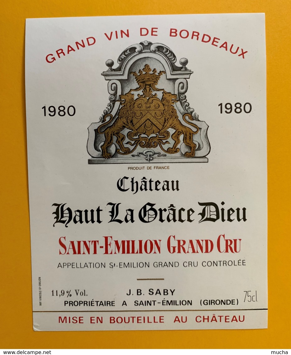 9515  - Château Haut La Grâce Dieu 1980 Saint Emilion - Bordeaux