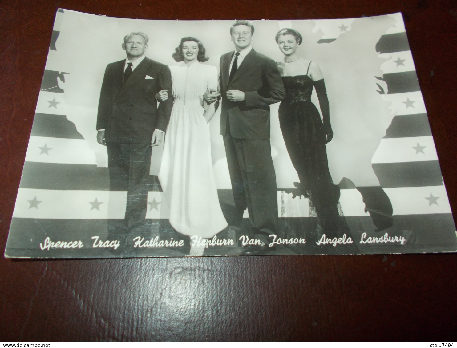 B704  Spencer Tracy Katherine Hepburn Van Jonson Angela Lansbury Non Viaggiata - Acteurs