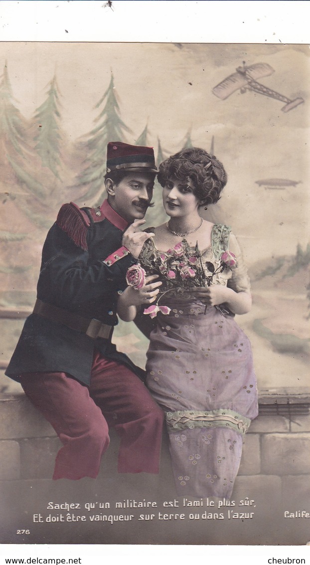 CARTE FANTAISIE. SÉRIE 5 CARTES. MILITARIA. COUPLE " L'AVION PLANE DANS LES CŒURS " . ANNEE 1913 SAINT MAIXENT L'ECOLE - Couples