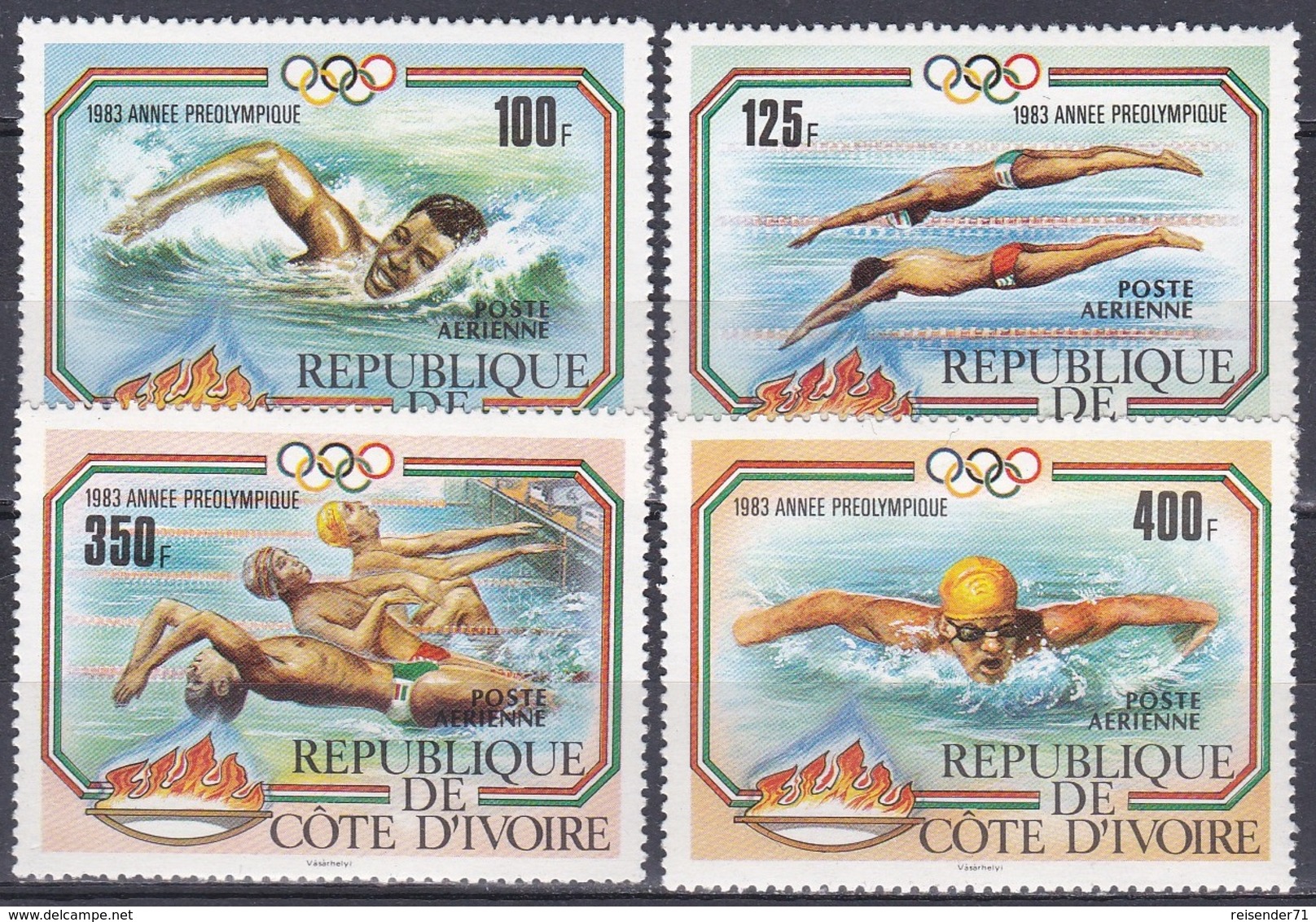Elfenbeinküste Ivory Coast Cote D'Ivoire 1983 Sport Spiele Olympia Olympics Wassersport Schwimmen, Mi. 787-0 ** - Côte D'Ivoire (1960-...)
