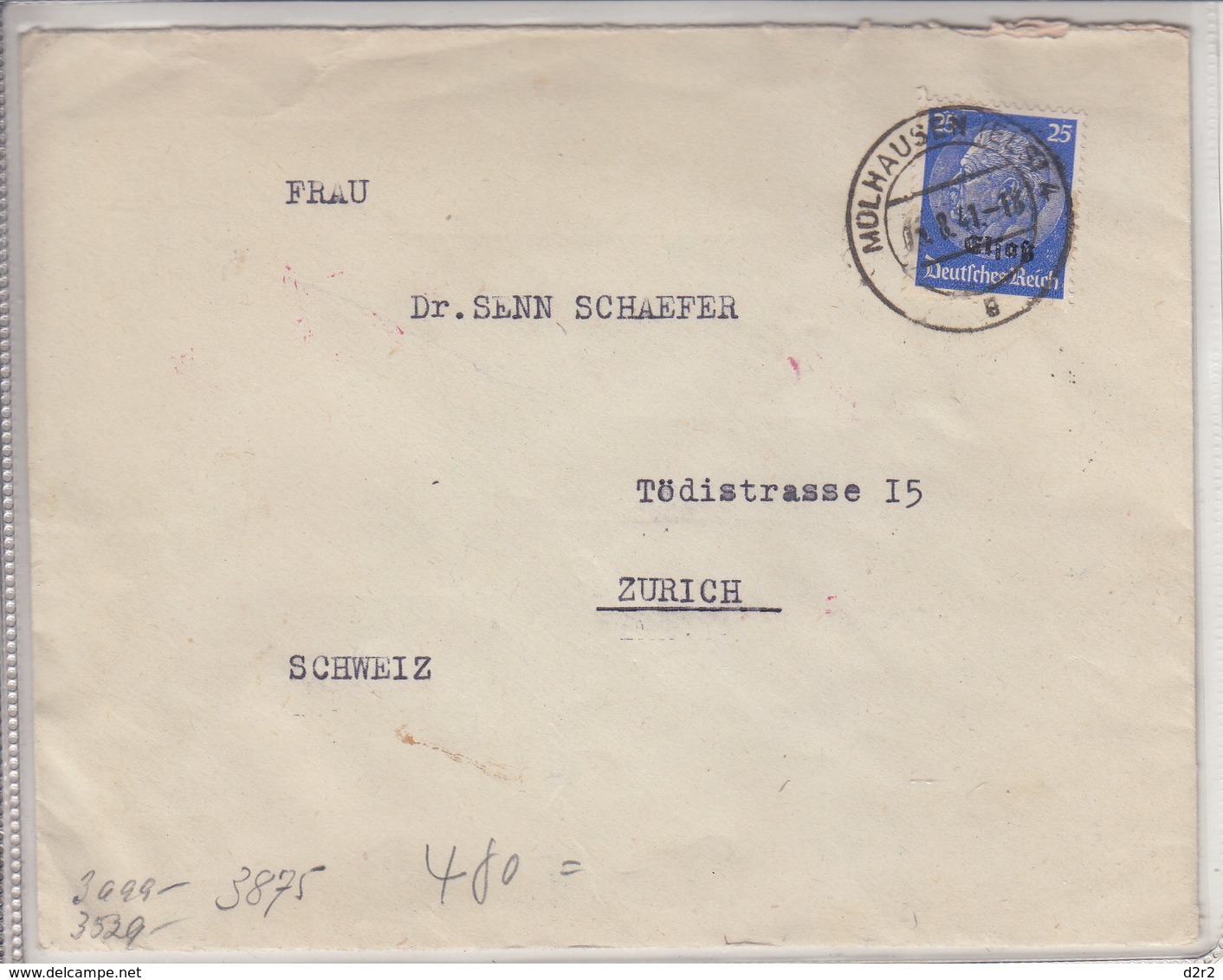 LETTRE CENSUREE POUR LA SUISSE - 1941 - Lettres & Documents