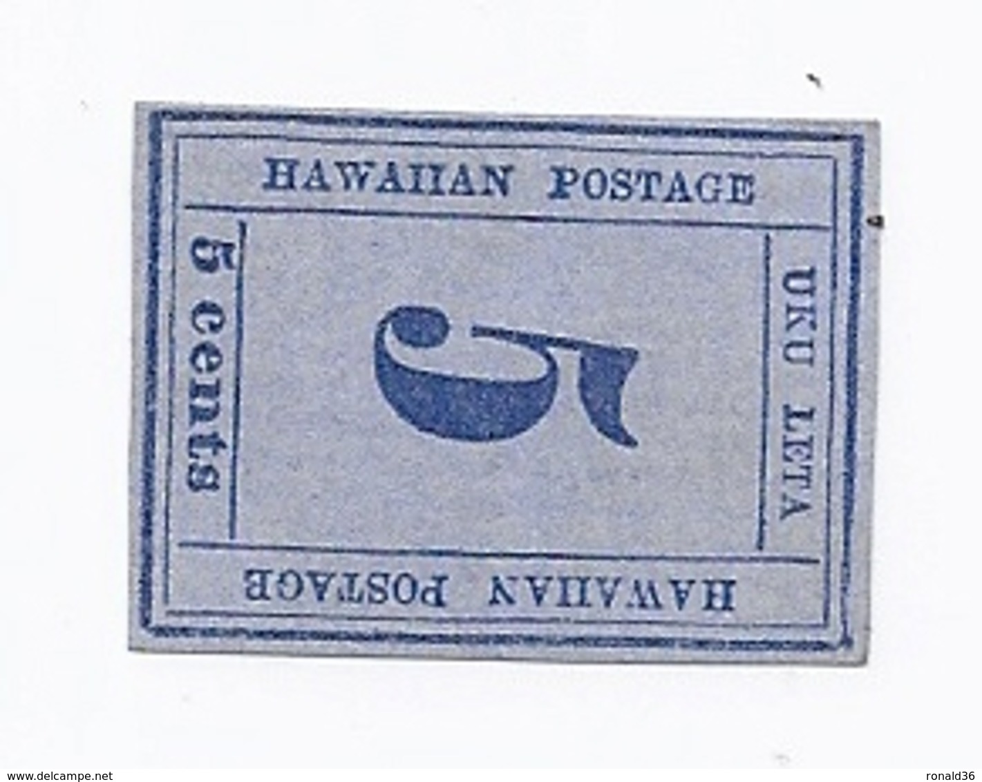 2 TIMBRES POSTES HAWAI Hawaii ETATS UNIS Timbre Poste USA HAWAHAN POSTAGE UKU LETA UNTER ISLAND 1c Cent Et 5c Cents Bleu - Hawaï