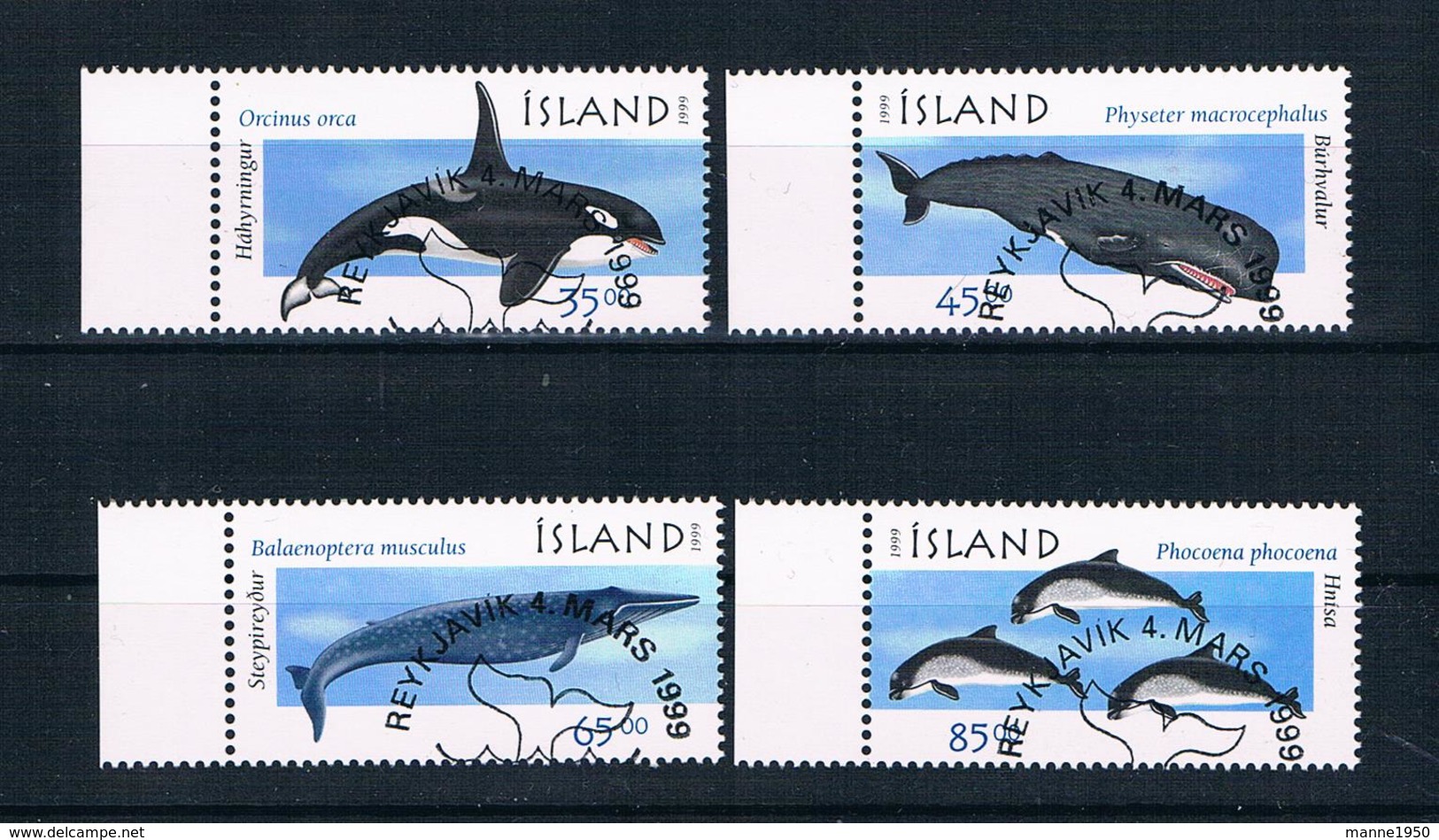 Island 1999 Wale Mi.Nr. 905/08 Kpl. Satz Gestempelt - Used Stamps