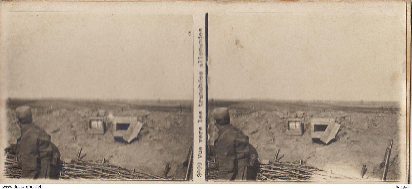 Photo Stéréo WWI Guerre Vue Vers Les Tranchées Allemandes - Guerre, Militaire