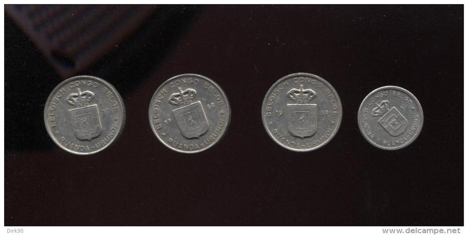 Belgisch Congo Ruanda Urundi 4 Muntjes 0.50fr (1955) 1fr 1957 1958 1959; Staat : Gebruikt) - 1951-1960: Baudouin I