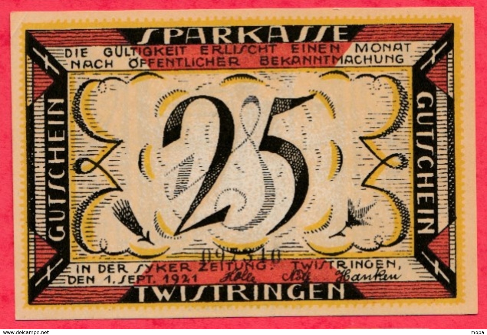 Allemagne 1 Notgeld De 25 Pfenning Stadt Twistringen  Dans L 'état  N °2724 - Collections