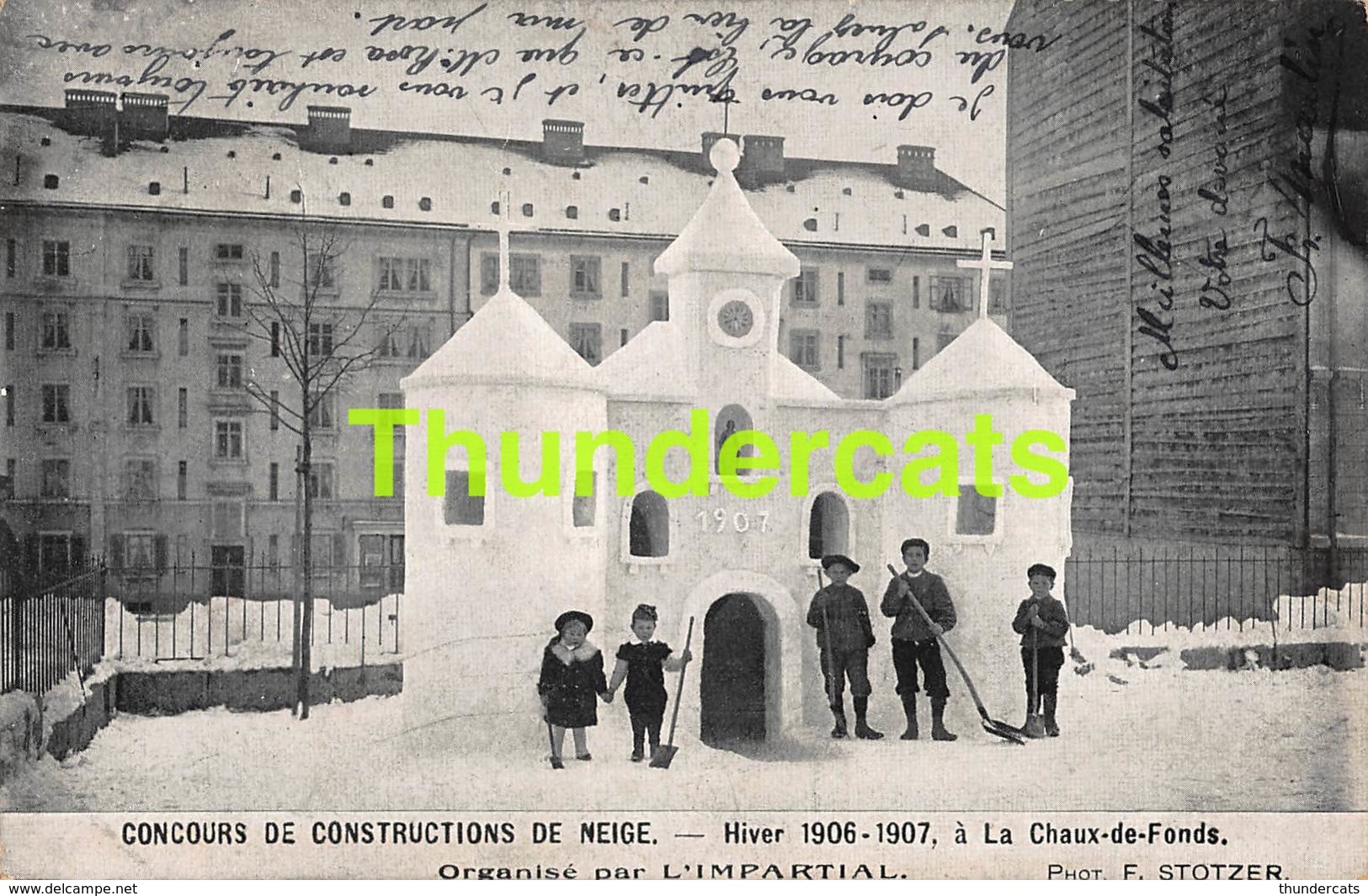 CPA CONCOURS DE CONSTRUCTIONS DE NEIGE HIVER 1906 1907 A LA CHAUX DE FONDS STOTZER - La Chaux-de-Fonds