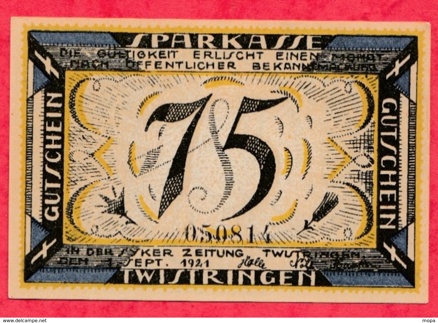 Allemagne 1 Notgeld De 75 Pfenning Stadt Twistringen Dans L 'état  N °2726 - Sammlungen