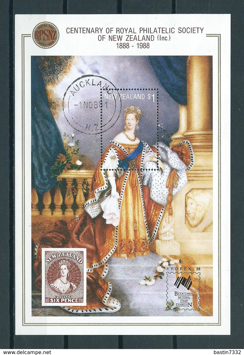 1988 New Zealand Complete M/Sheet Queen Victoria,Sydpex Print Used/gebruikt/oblitere - Blokken & Velletjes