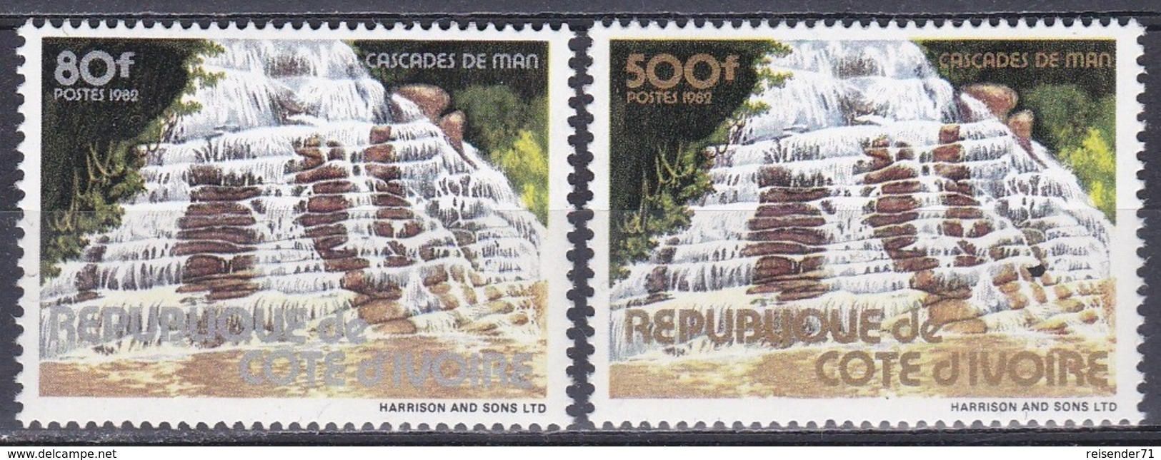 Elfenbeinküste Ivory Coast Cote D'Ivoire 1982 Natur Nature Wasserfälle Wasserfall Waterfalls Man, Mi. 763-4 ** - Côte D'Ivoire (1960-...)
