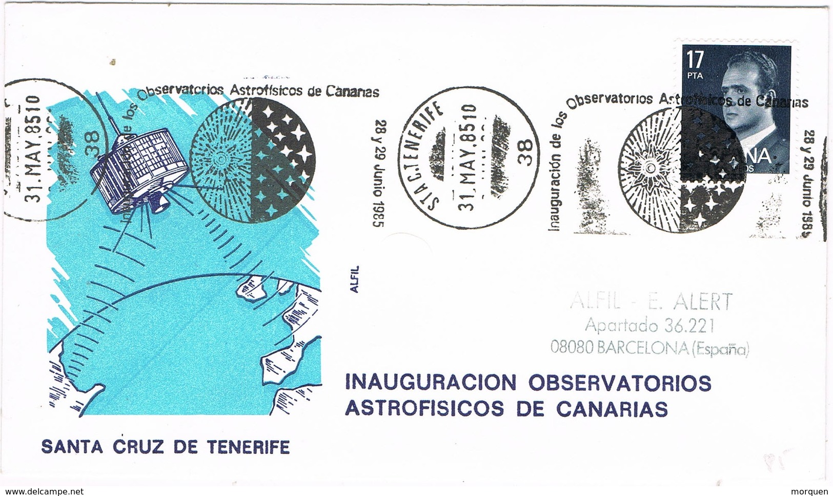 31022. Carta SANTA CRUZ TENERIFE (Canarias) 1985. Observatorios Astrofisicos - Cartas & Documentos