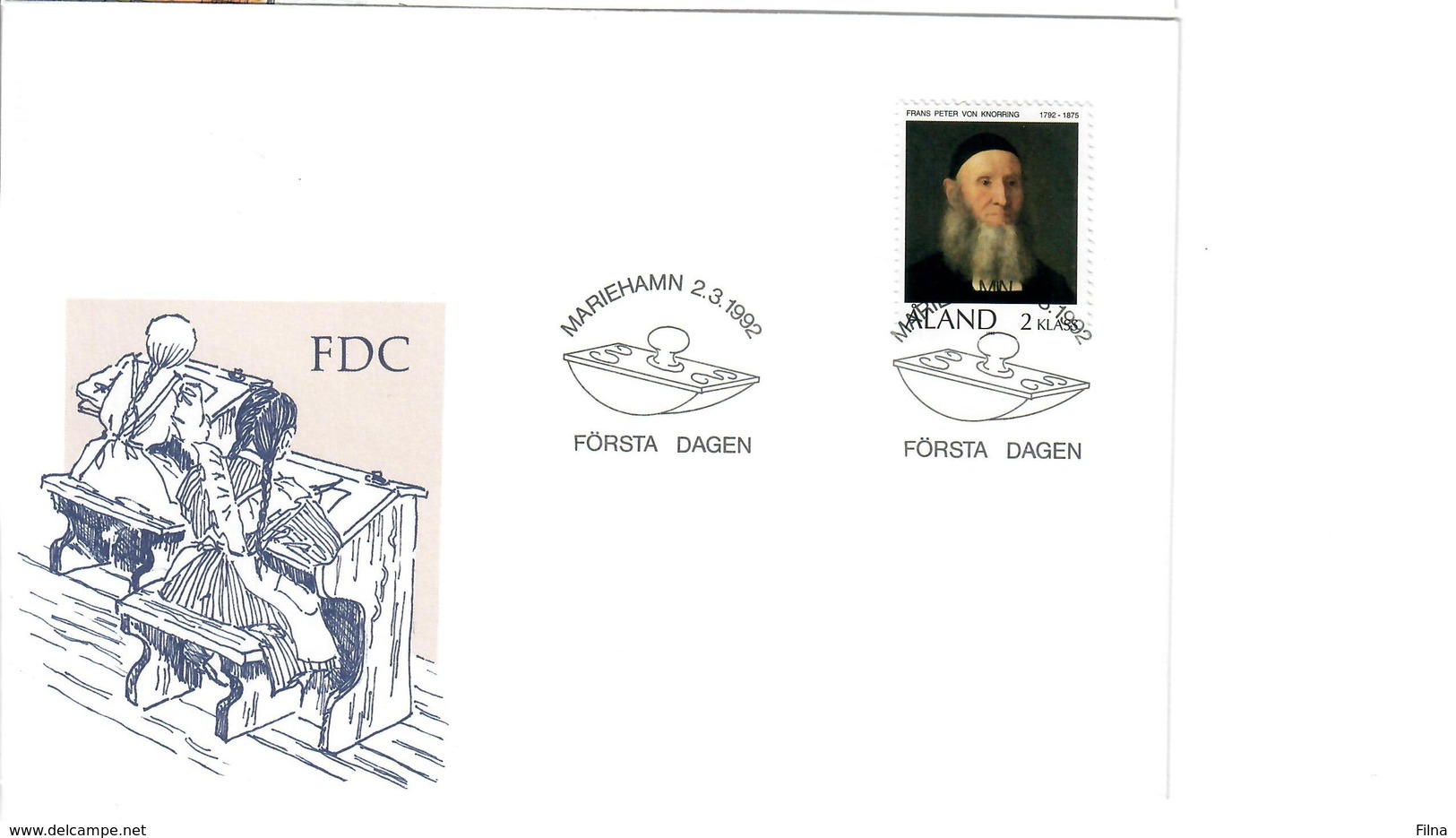 ALAND 1992 - FDC REVERENDO VON KNORRING - Aland