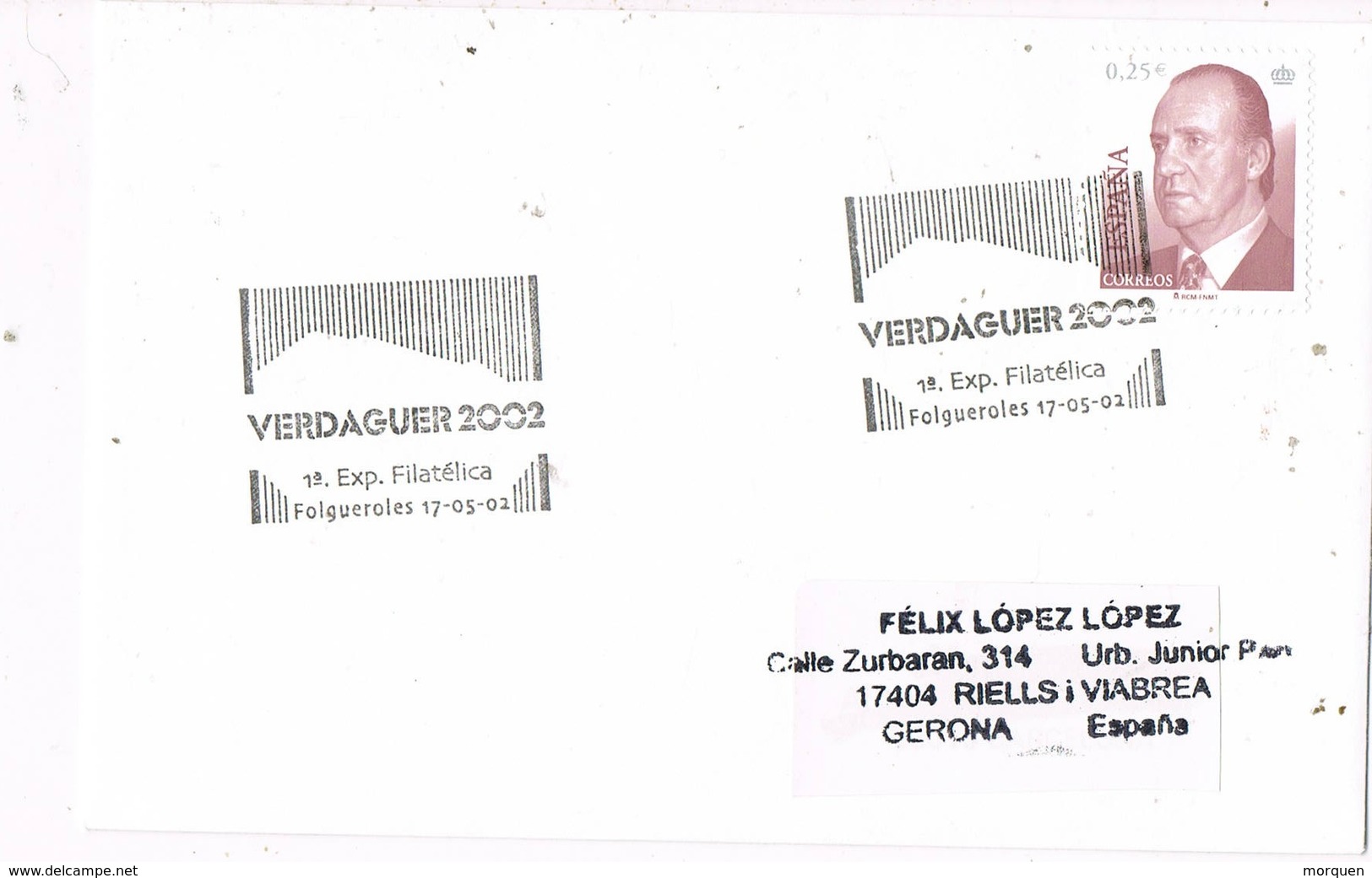 31026. Carta Exposicion FOLGUEROLAS (Barcelona) 2002. Jacinto Verdaguer - Cartas & Documentos