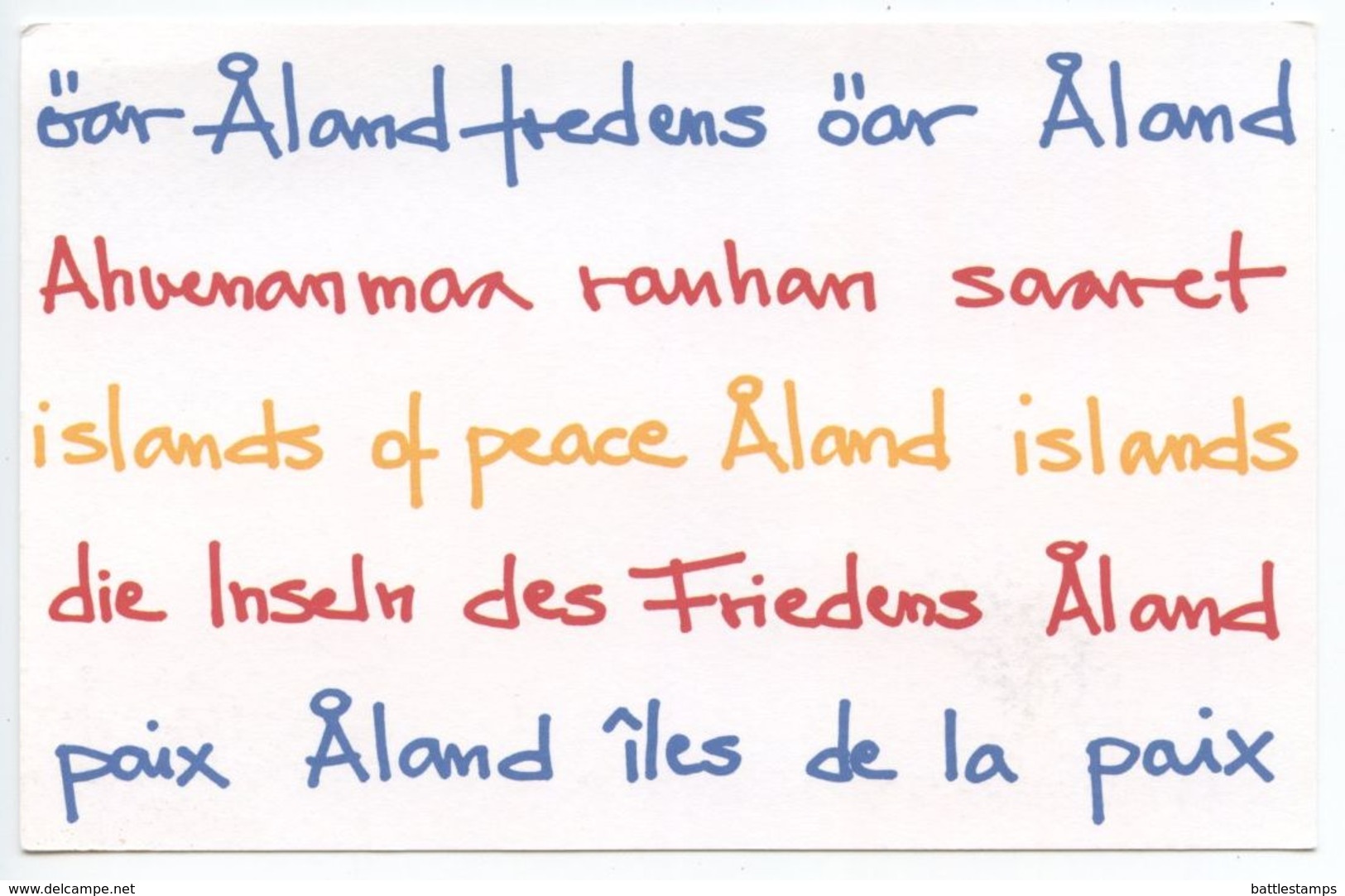 Aland 2009 Mint Postage Paid Postal Card Islands Of Peace - Aland