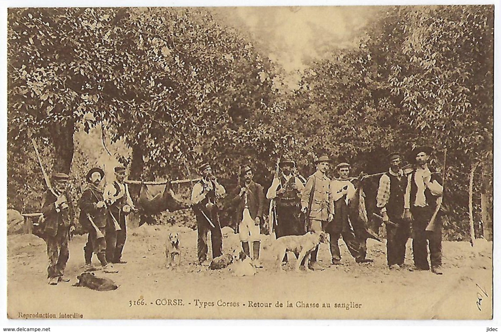 CPA 20 Haute Corse Rare Types Corses Retour De La Chasse Au Sanglier Moretti Bastia Chasseur Chasseurs Sangliers Furiani - Bastia