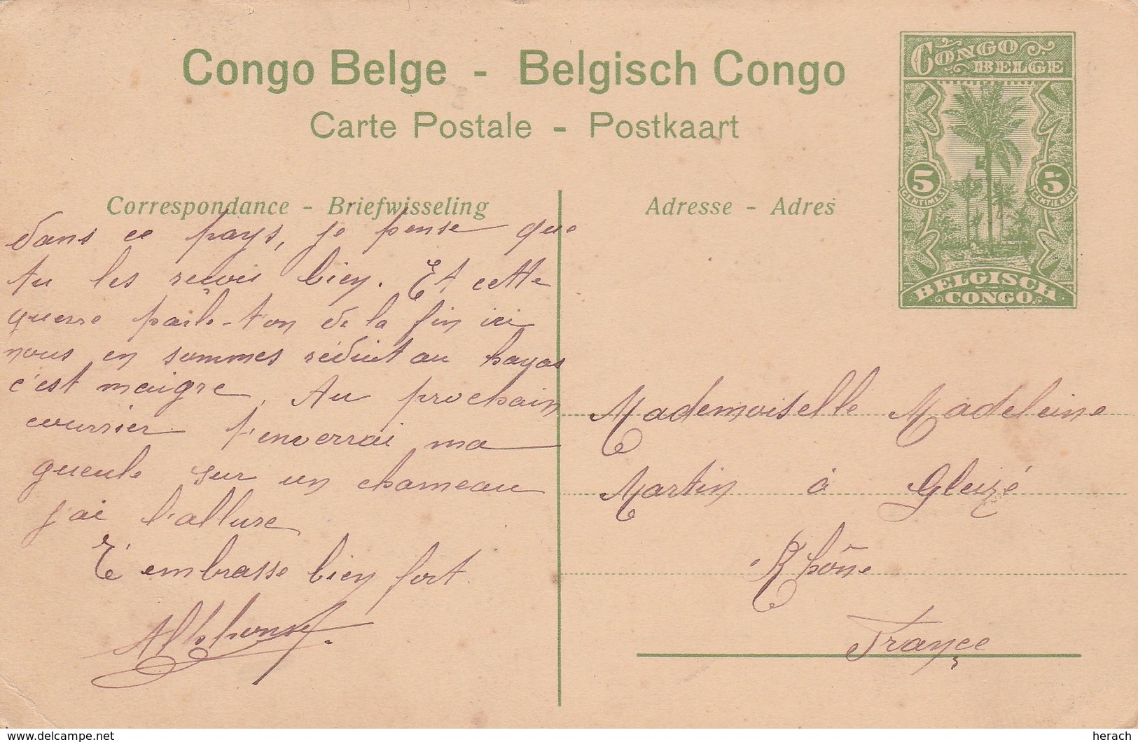 Congo Belge Entier Postal Illustré - Postwaardestukken