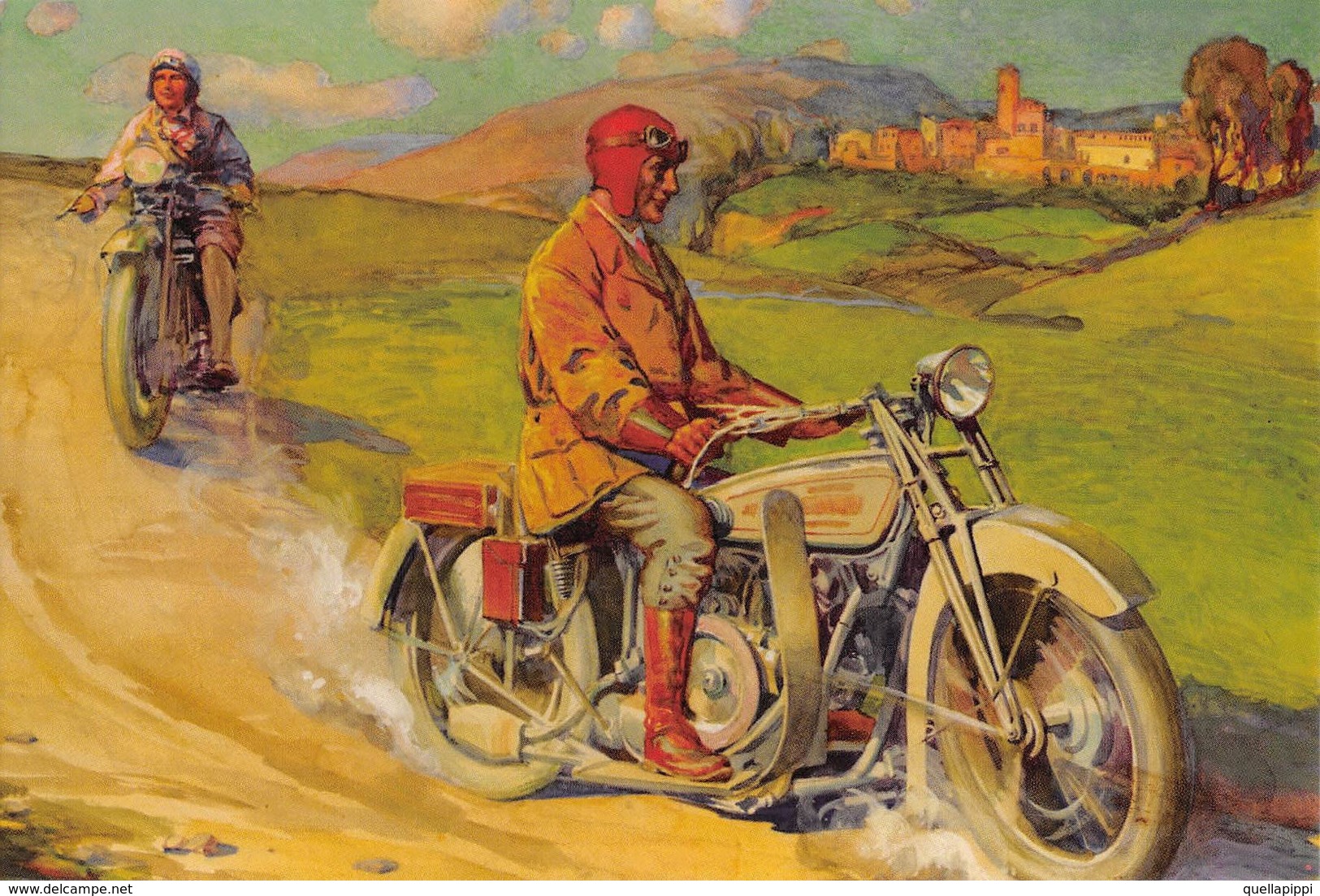 08983 "MOTO ANNI 1920 - BOZZETTO PER CARTOLINA ILLUSTRATA" ANIMATA. . CART ILLUSTR. ORIGINALE - Motos