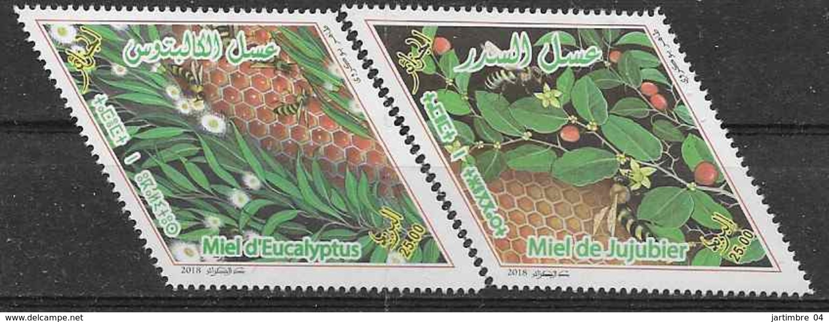 2018 ALGERIE 2 Valeurs Miel, Apiculture** NOUVEAUTE - Algerien (1962-...)