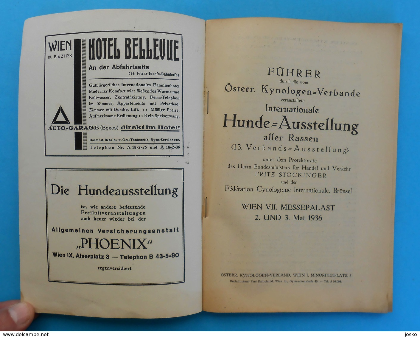 AUSTRIA 1936. INTERNATIONAL DOG SHOW VIENNA ( Internationale Hundeausstellung Wien 1936. Osterreich ) Hund Chien Cane RR - Catalogues