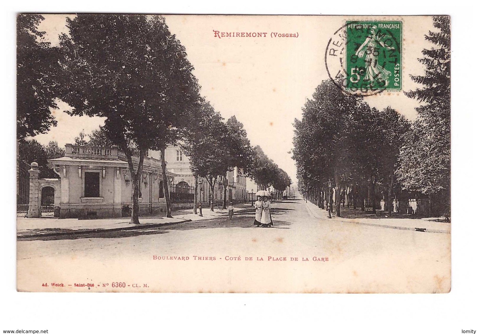 88 Remiremont Boulevard Thiers Coté De La Place De La Gare + Timbre Taxe Cachet 1912 - Remiremont