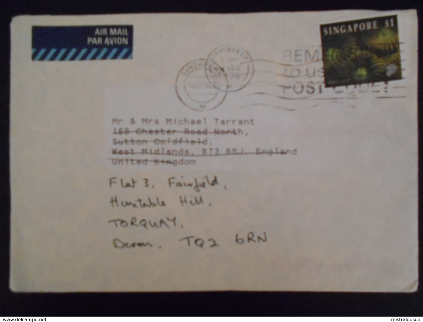 Singapour , Lettre De 1996 Pour West Midlands - Singapour (1959-...)