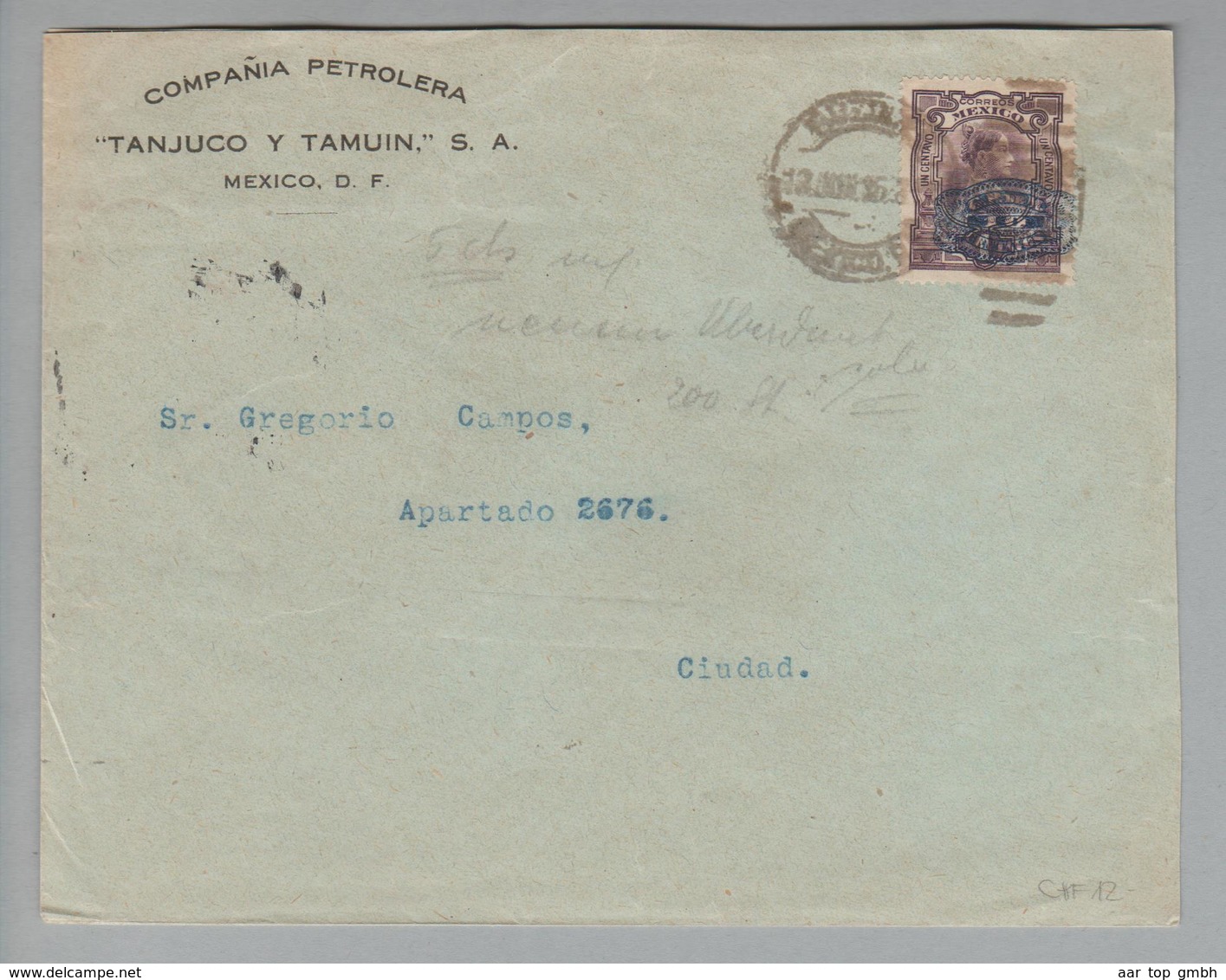 Mexico 1925-08-12 Mexico Brief Mit 5 Cent Nach Ciudad - Mexique