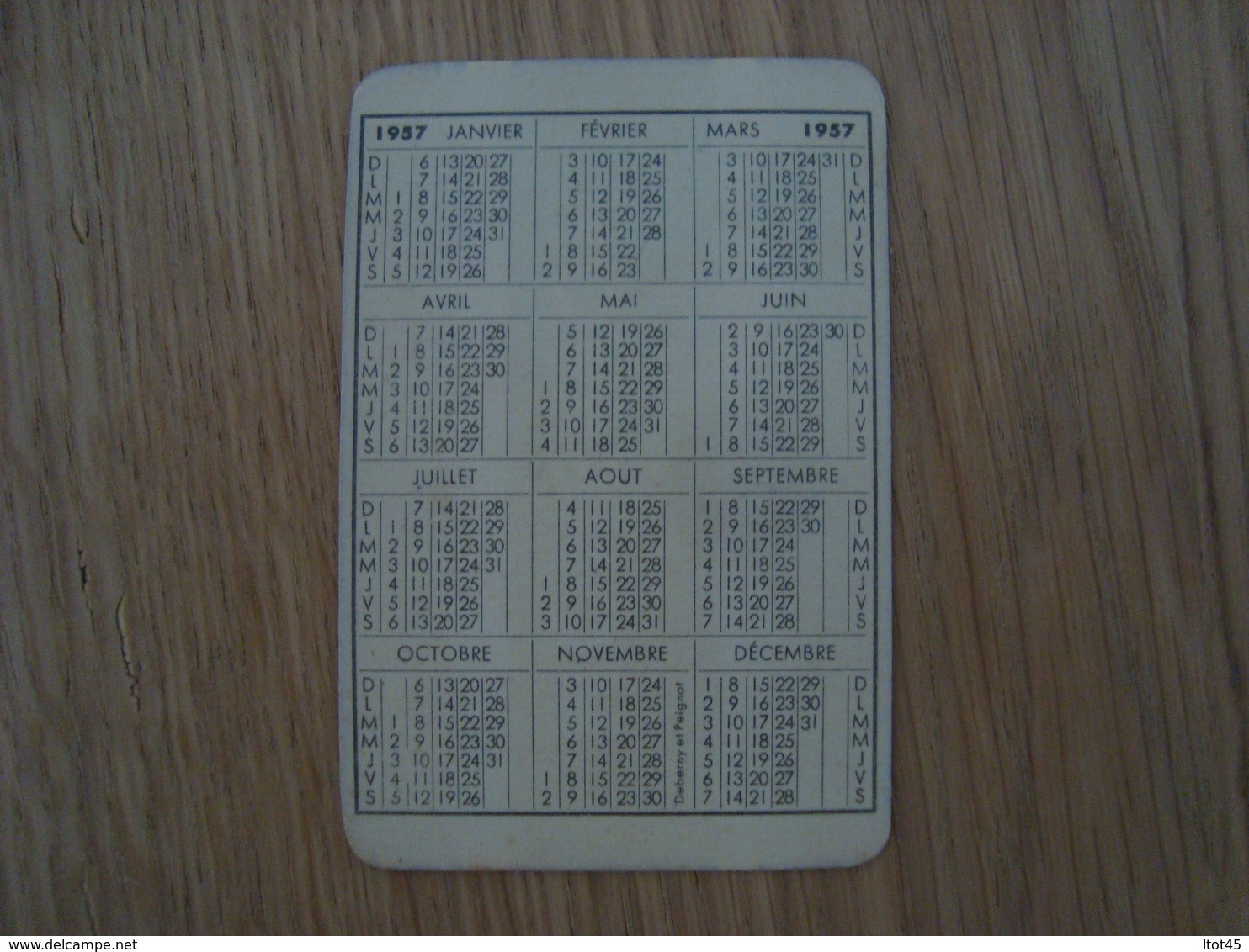 CALENDRIER MONSAVON 1957 - Petit Format : 1941-60