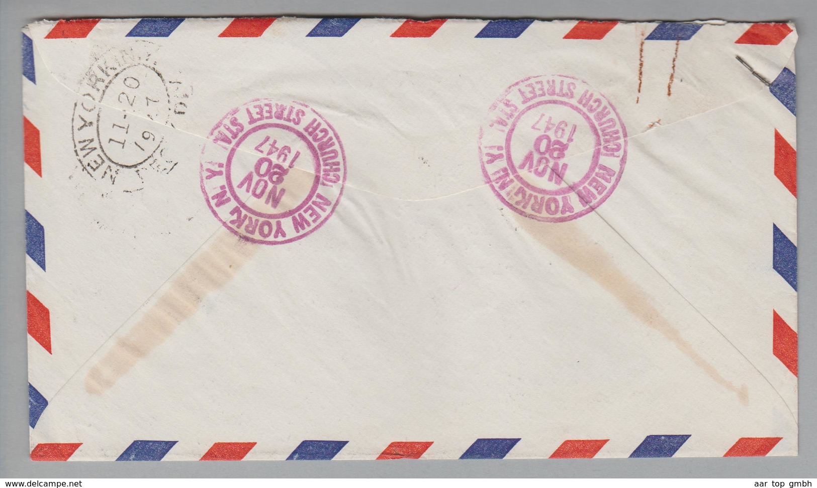 USA 1947-11-20 New York Rückschein Brief Nach Zürich - Lettres & Documents