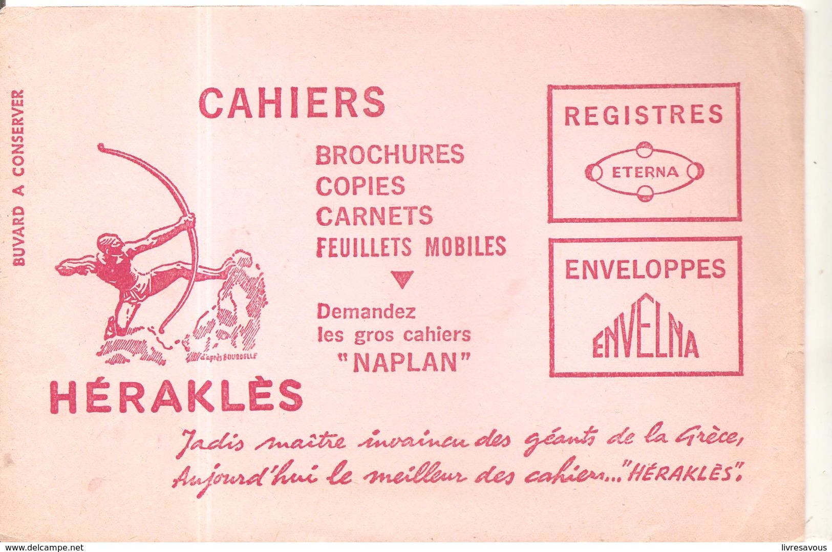 Buvard Héraklés Cahiers, Brochures, Copies, Carnets, Feuillets Mobiles, - Papeterie