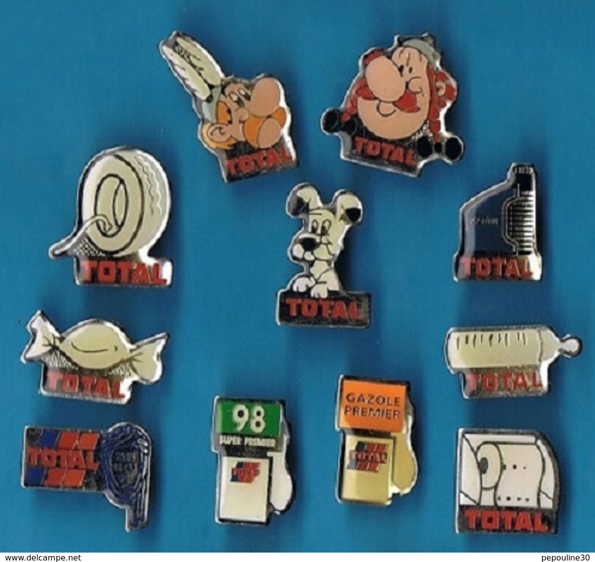 11 PIN'S //  ** CARBURANT ET DÉRIVÉS TOTAL // OBELIX / ASTERIX / IDEFIX / PARIS LE CAP, Etc... ** - Lots