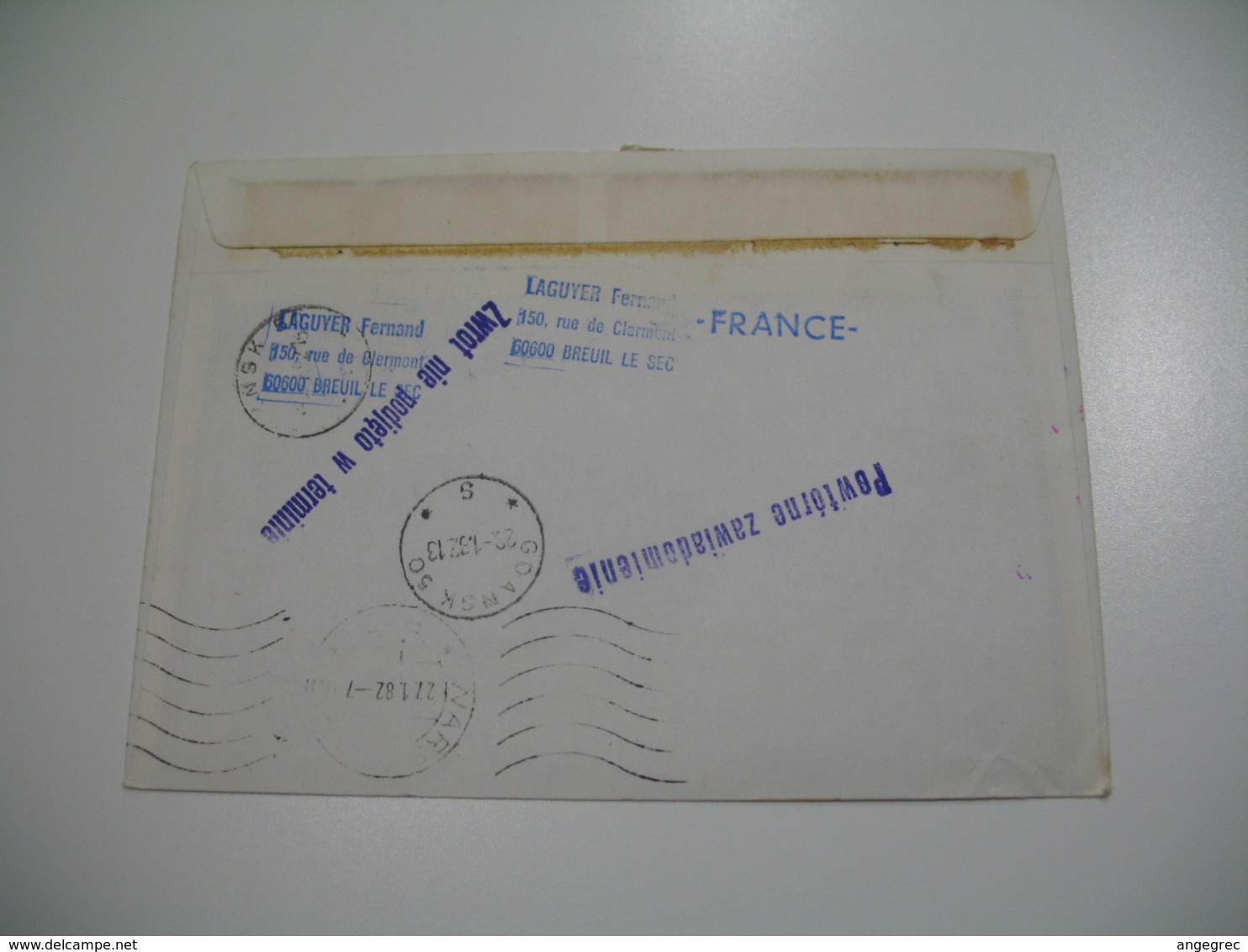 Lettre Philatélique En Poste Restante Censuré Urzad Cenzury Pour Pologne 1982 ; Retour à L'Envoyeur Voir Scan - 1961-....