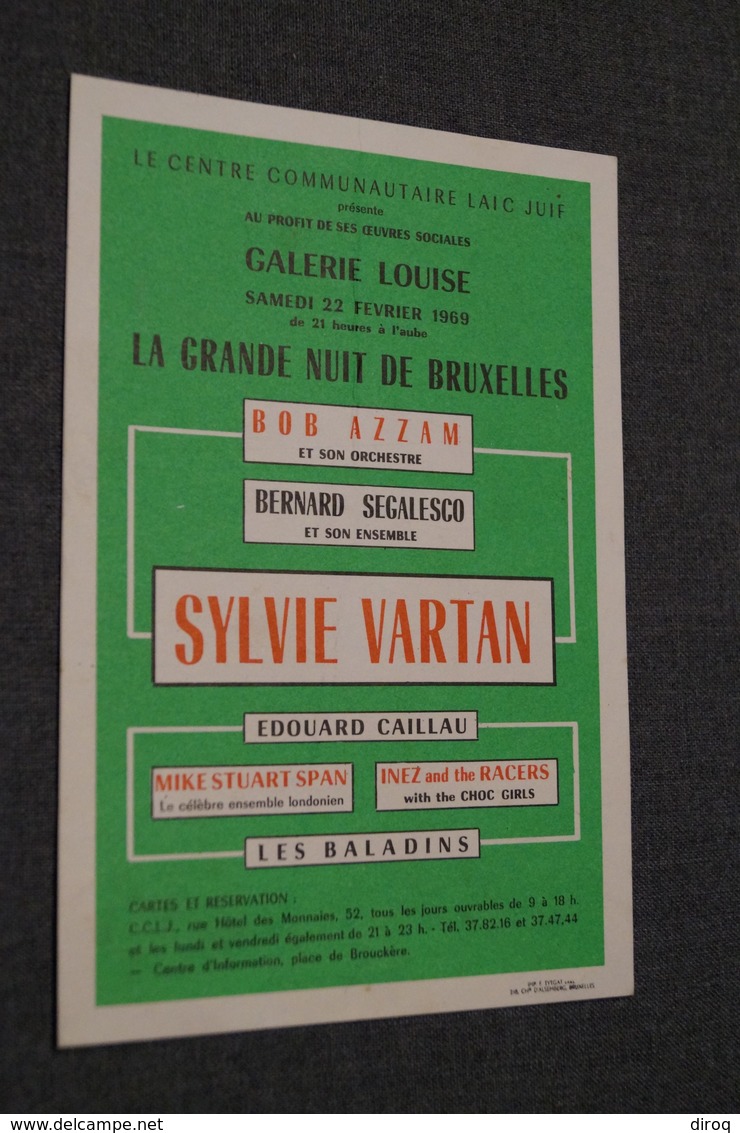 Jazz,Bob Azzam,Sylvie Vartan,22/02/1969,affichette Publicitaire,Galerie Louise à Bruxelles, Originale - Photos