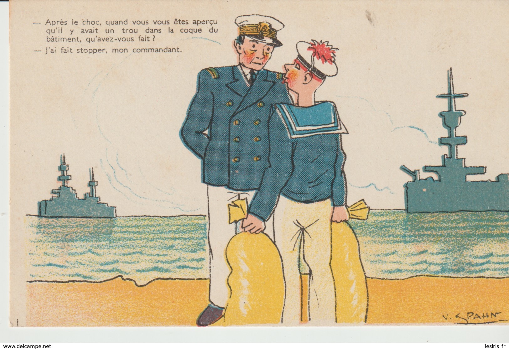 CPA -  V. S PAHN - SÉRIE M A - 424 - MARINS - ILLUSTRATEURS - HUMOUR - APRES LE CHOC QUAND VOUS VOUS ETES APERCU QU'IL Y - Autres & Non Classés