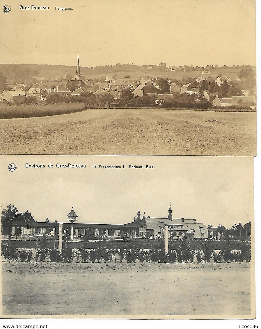 GREZ-DOICEAU  2 CARTES  PANORAMA ET PREVENTORIUM - Graven