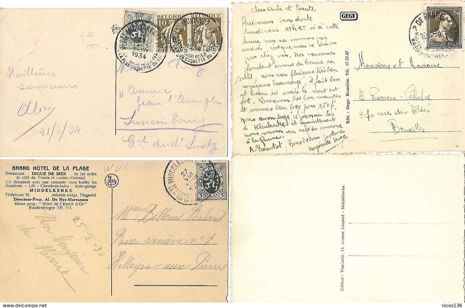 MIDDELKERKE     LOT DE 4 CARTES - Middelkerke