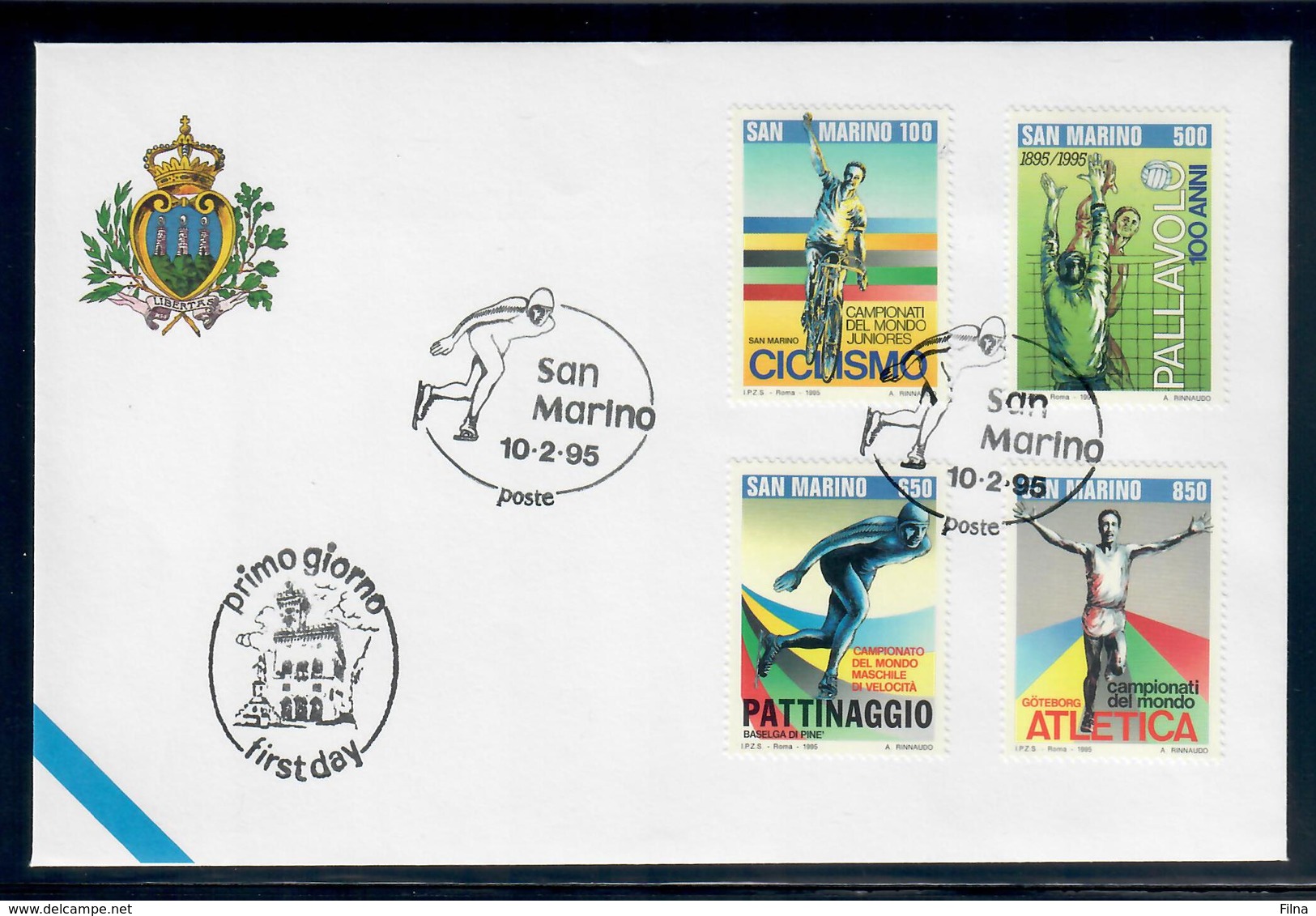 SAN MARINO  1995 - LO SPORT MONDIALE  - FDC - Proeven & Herdrukken