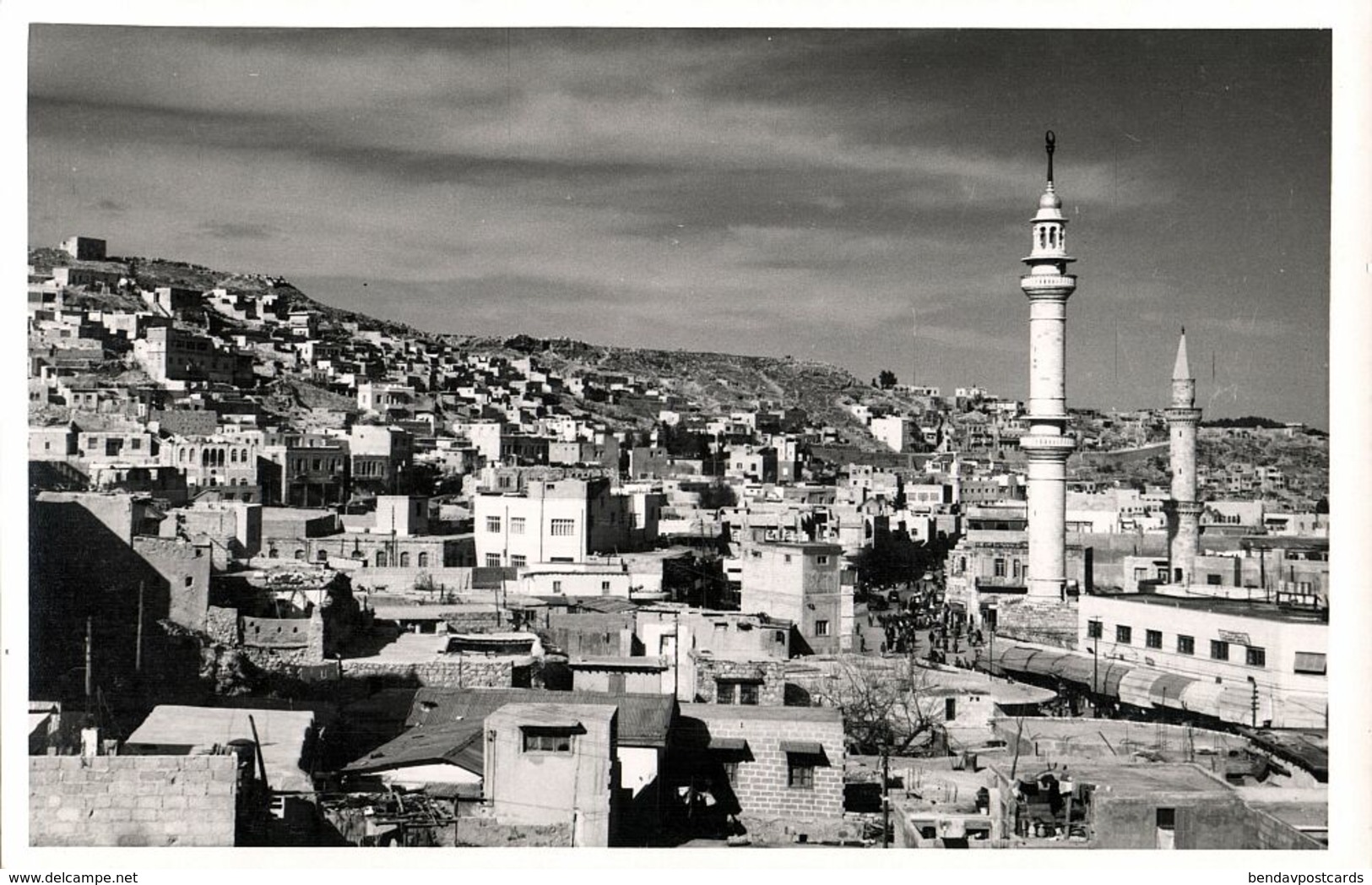 Jordan, AMMAN, Partial View, Minarets Al-Husseini Mosque, Islam (1950s) RPPC (2) - Jordan