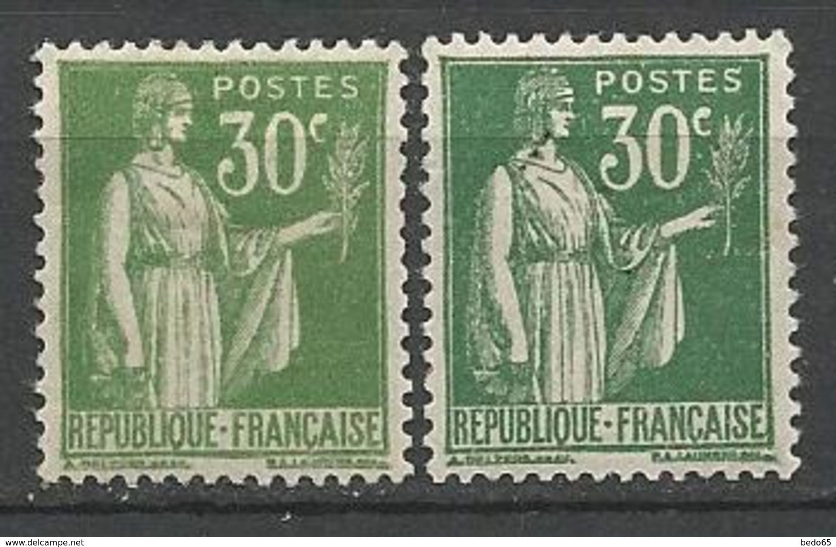 TYPE PAIX N° 280 X 2 Nuances NEUF* CHARNIERE / MH - 1932-39 Paix