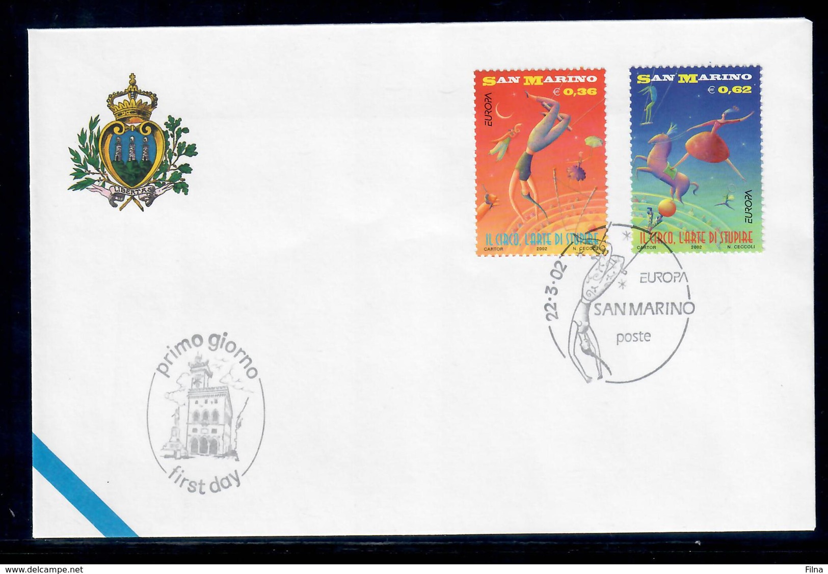 SAN MARINO  2002 - EUROPA IL CIRCO - FDC - FDC