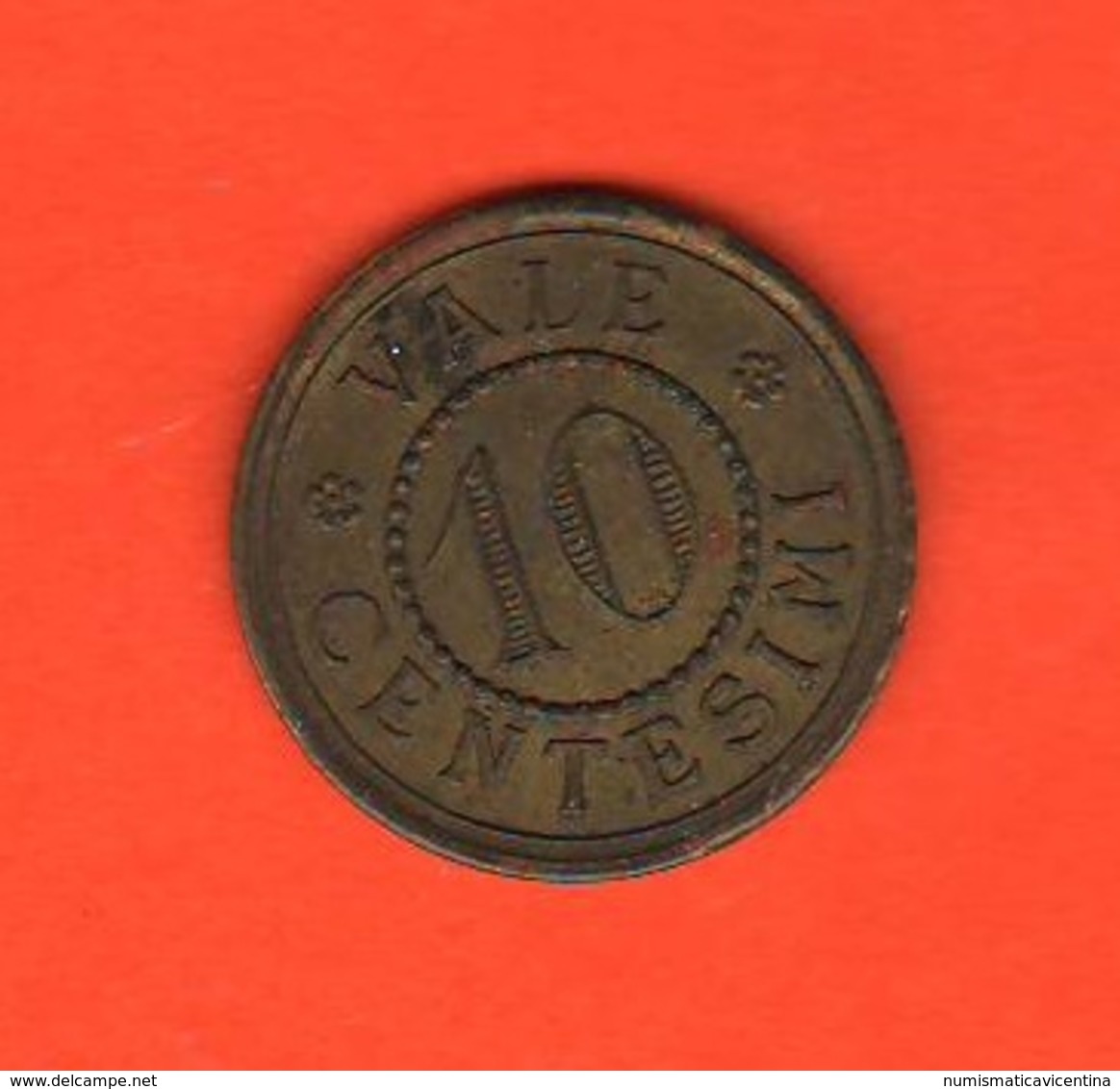 Italia 10 Centesimi Fine '800 Moneta Di Necessità - Monétaires/De Nécessité