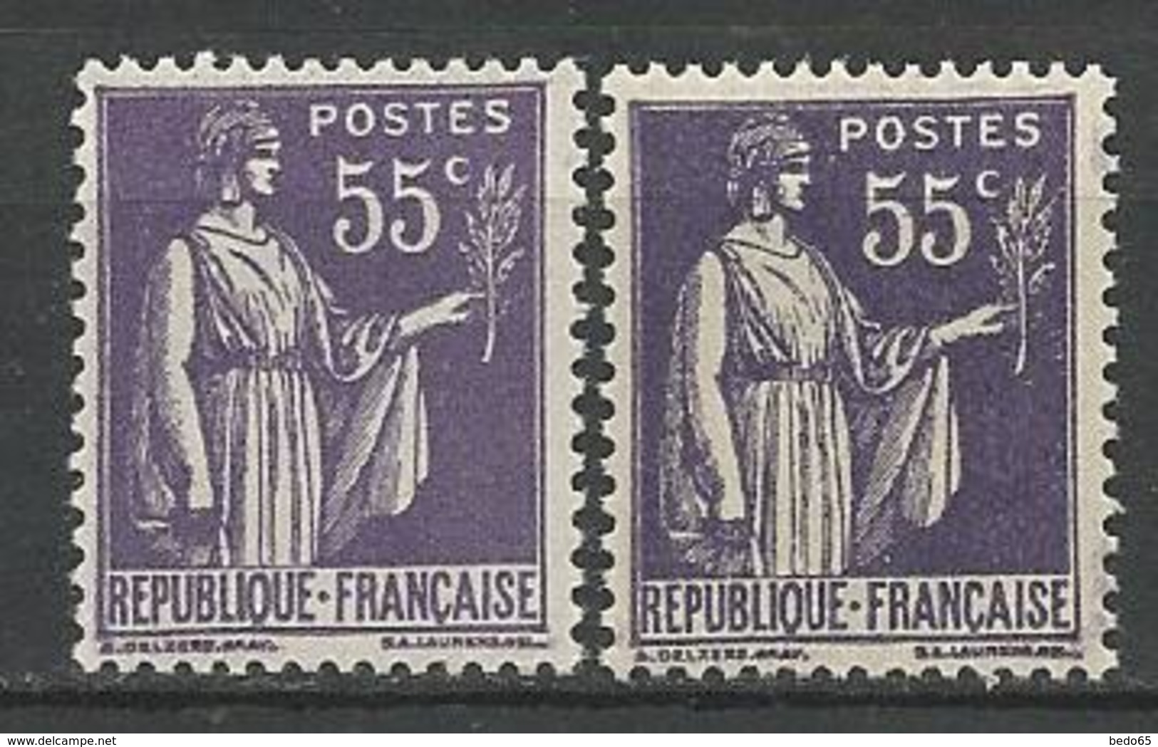 TYPE PAIX N° 363 X 2 Nuances NEUF** GOM D'ORIGINE SANS CHARNIERE / MNH - 1932-39 Paix