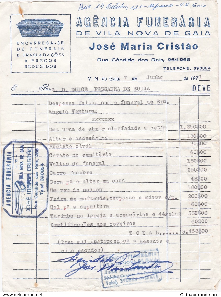 PORTUGAL COMMERCIAL DOCUMENT - VILA NOVA DE GAIA  - AGENCIA FUNERÁRIA - Portugal