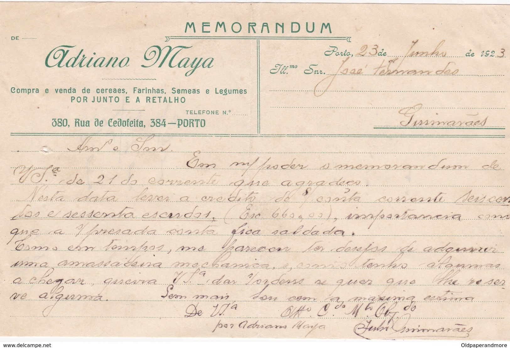 PORTUGAL COMMERCIAL DOCUMENT - PORTO - ADRIANO MAYA - Portugal