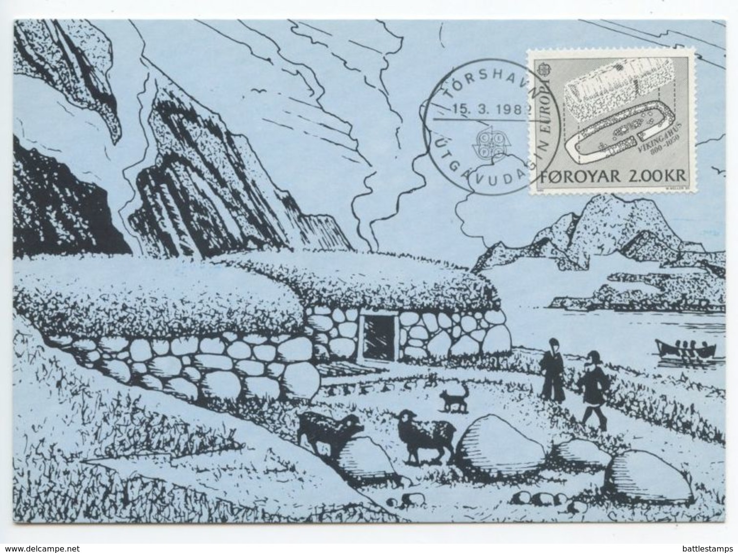 Faroes 1982 Scott 82 FDC Maxicard Viking House Foundation / Europa - Faroe Islands