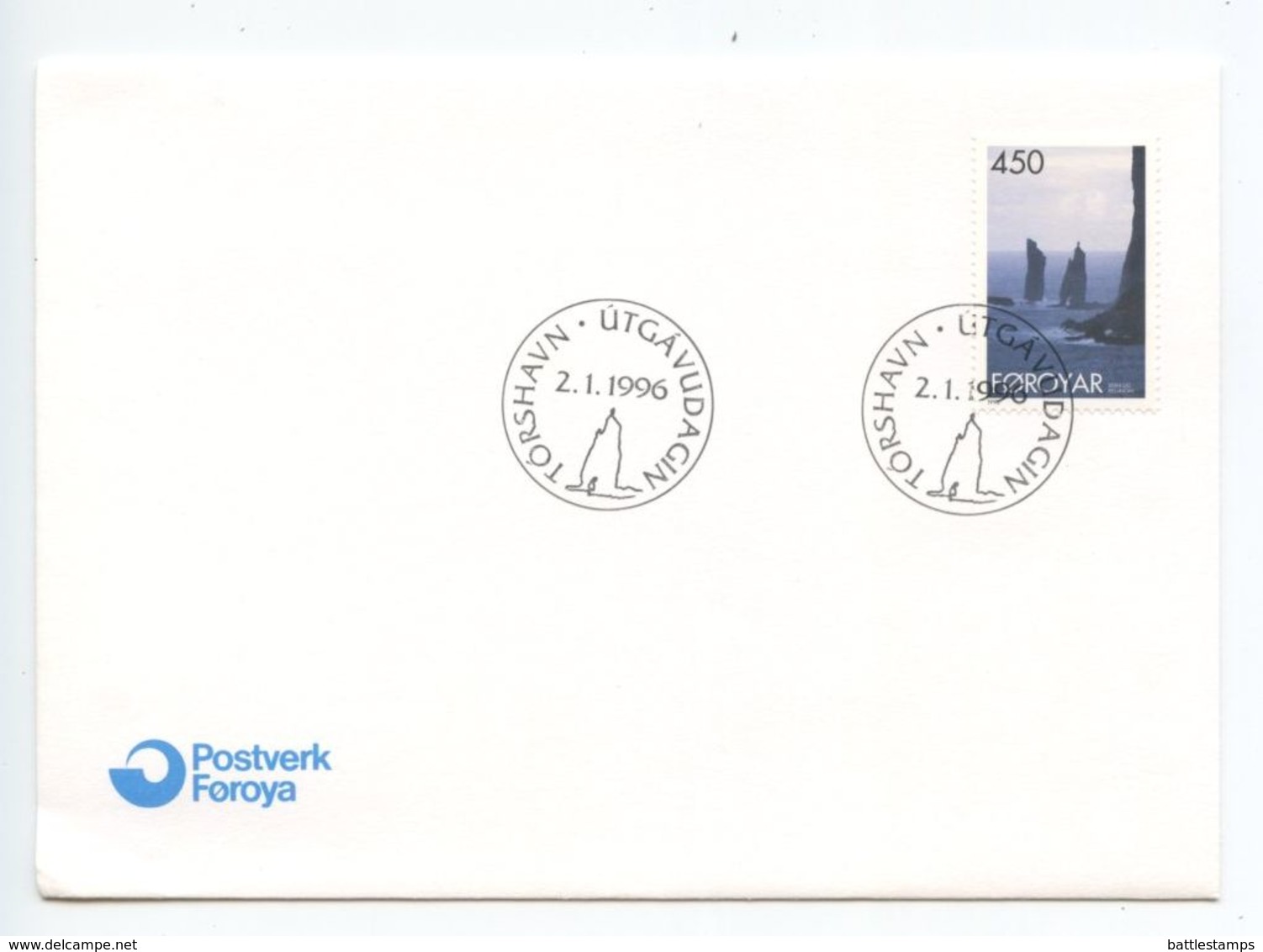 Faroes 1996 FDC Scott 295 Rocky Coastline - Faroe Islands